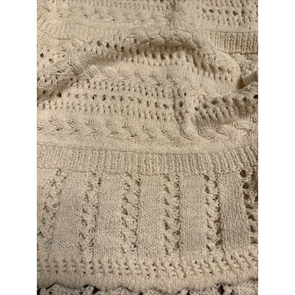 Madewell Women’s Crochet Sweater Sand Cotton Blend Bell Sleeve Size XL NWT NU548 - Picture 6 of 8